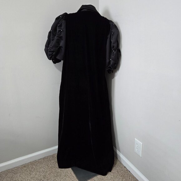 Sz S Late 70s-80s Vintage David Brown for Saks Black Velvet Zipup Gown/Maxi Coat - Picture 4 of 14